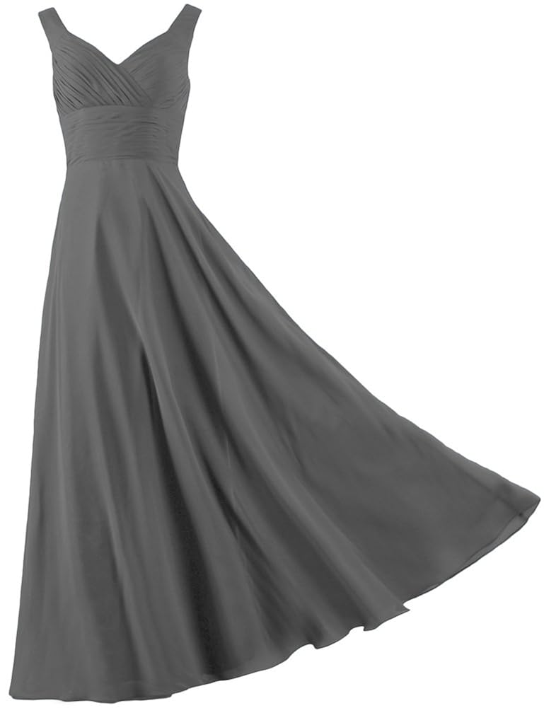 ants 正装肩带褶皱长款直筒伴娘礼服舞会返校节礼服 灰色 8