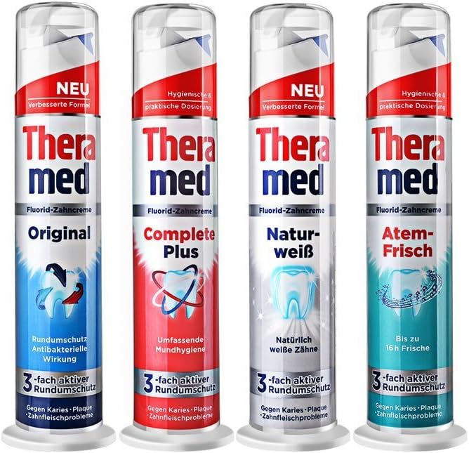 【进口 | 套装】 德国汉高theramed按压立柱式牙膏100ml*4 四款组合