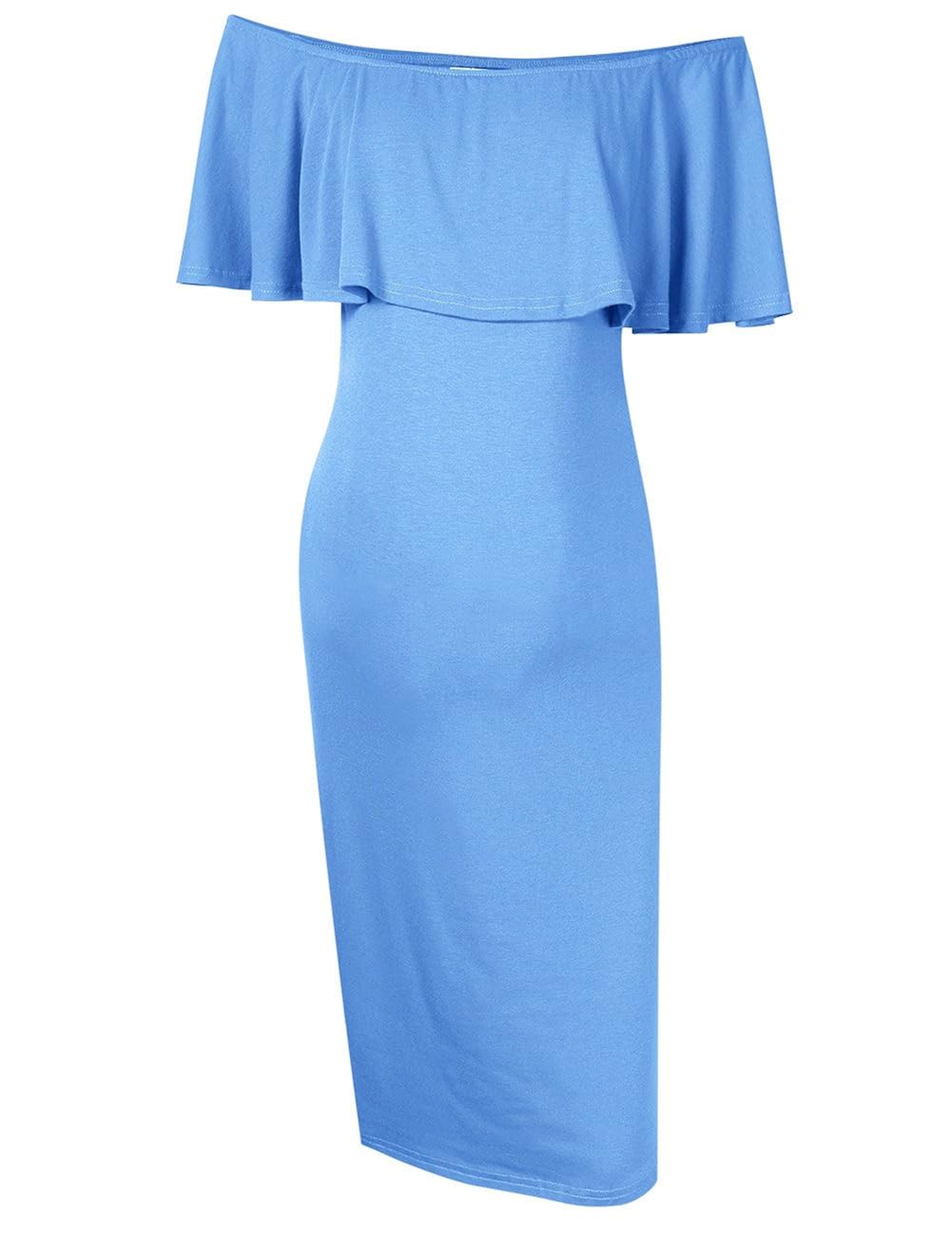 missqee 孕妇装露肩休闲长裙 天蓝色 small