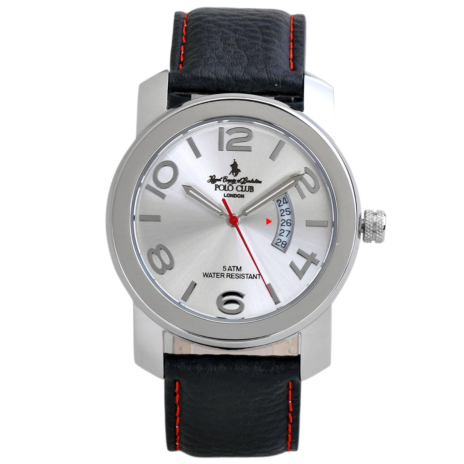 polo club 保罗男表 高档商务 50米防水日历夜光功能 真皮表带pl143