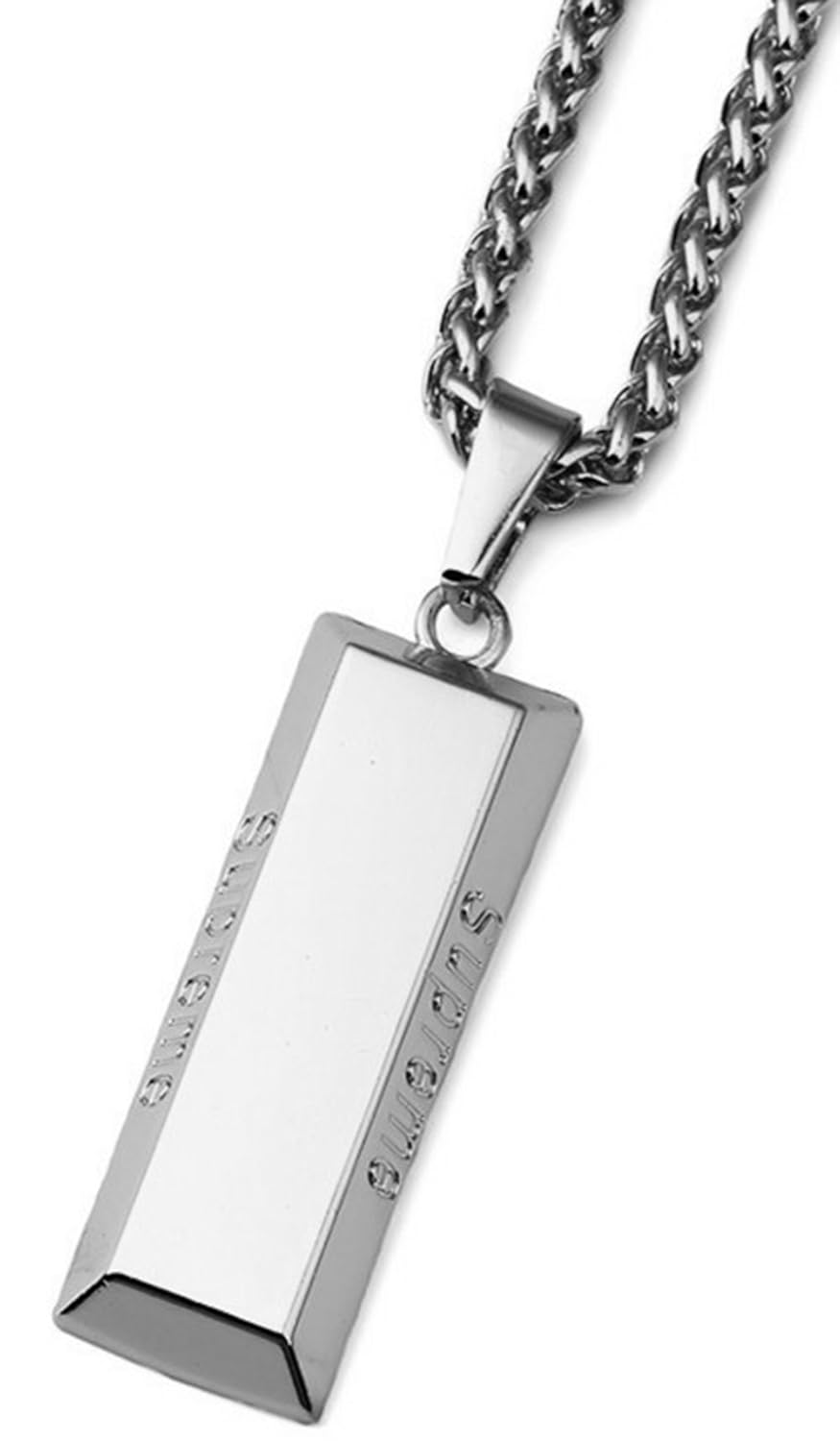 goldenchen 嘻哈合金方形块雕刻 " supreme " 吊坠项链45.72 cm 链子