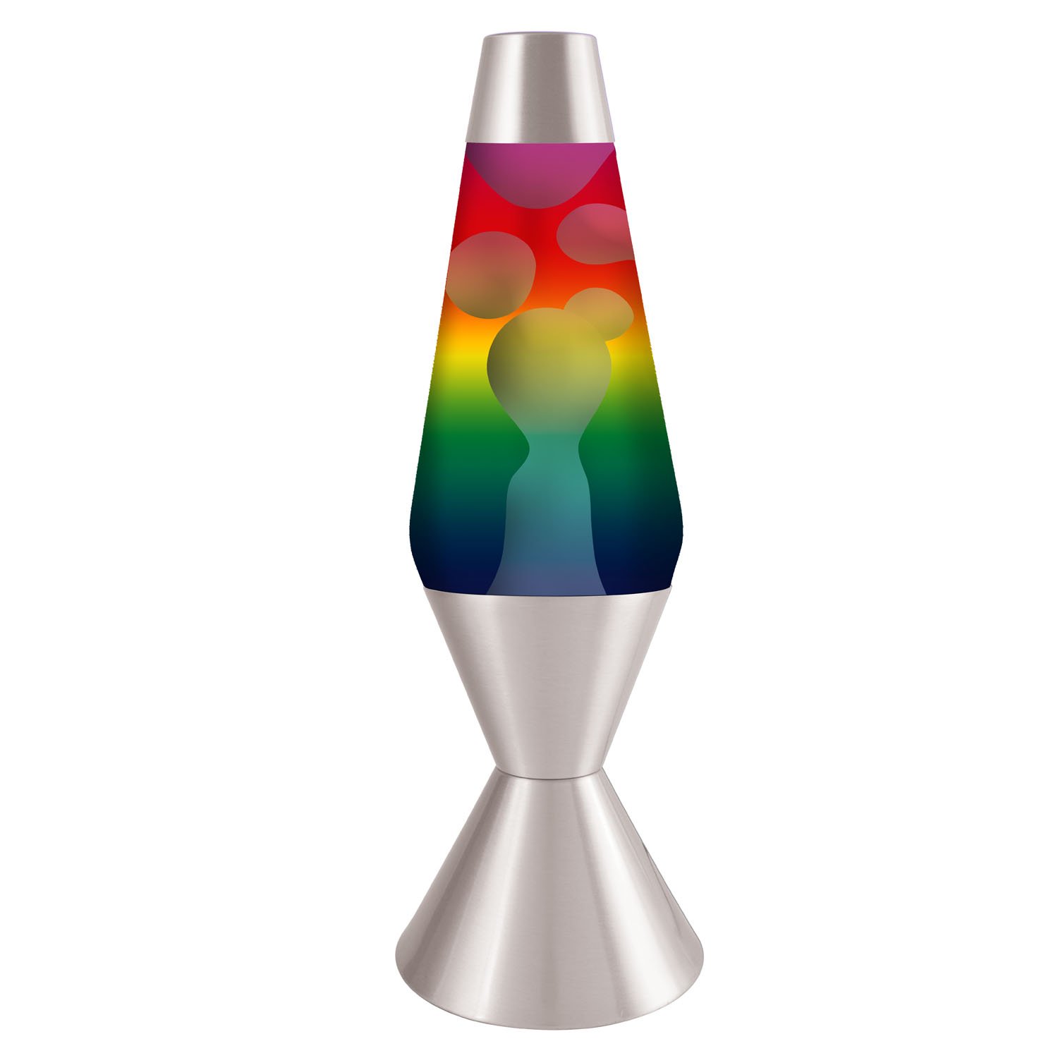 3-inch premier lava lamp, white wax/5 color rainbow globe/silver