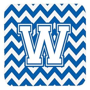 carolines treasures cj1045-wfc 字母 w v 形图案蓝色和白色泡沫