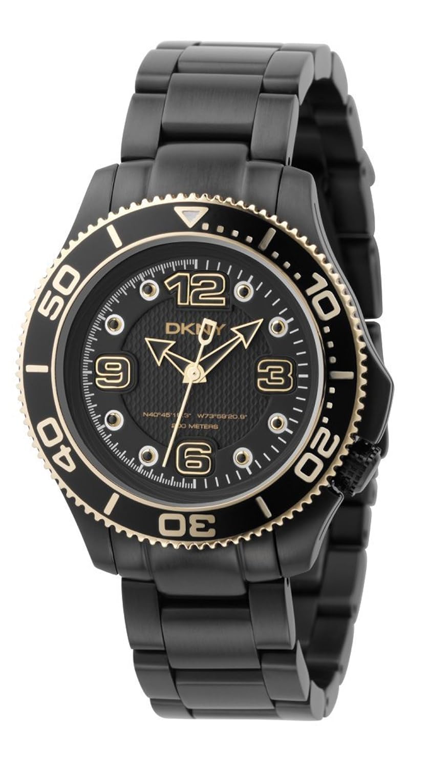 dkny 女式 ny4406黑色 ion-plated 不锈钢手表