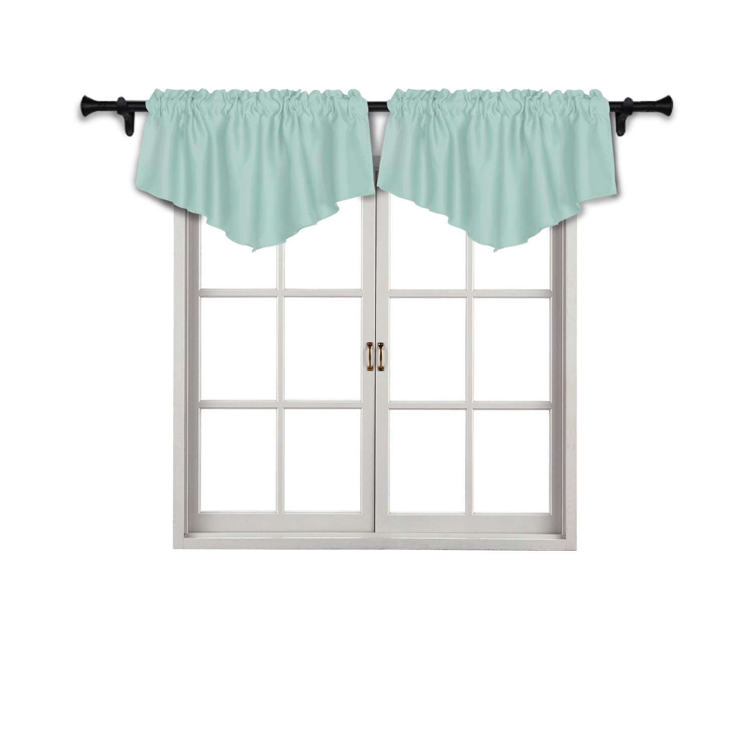 suo ai textile 杆套三角窗帘帷幔遮光短窗帘小窗户 mint green 42x18