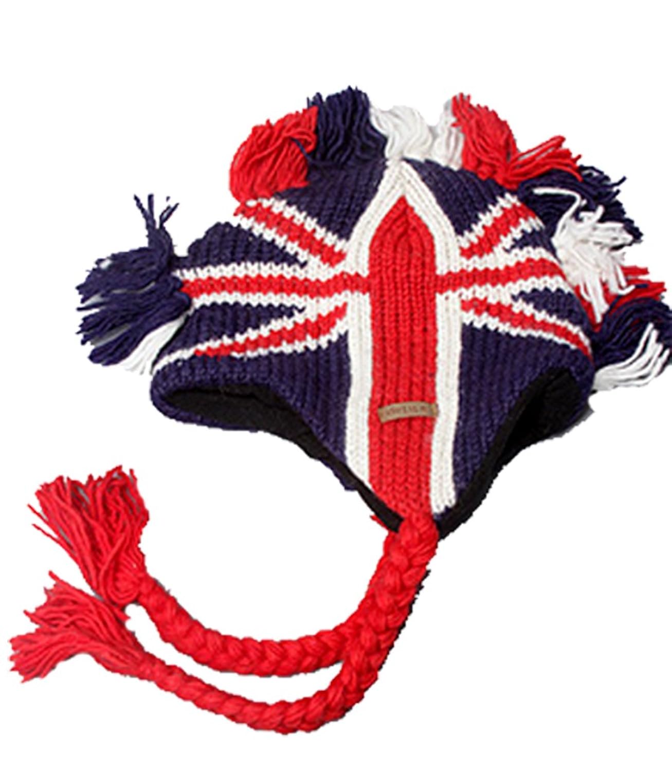 delux knitwits wool union jack pilot hat