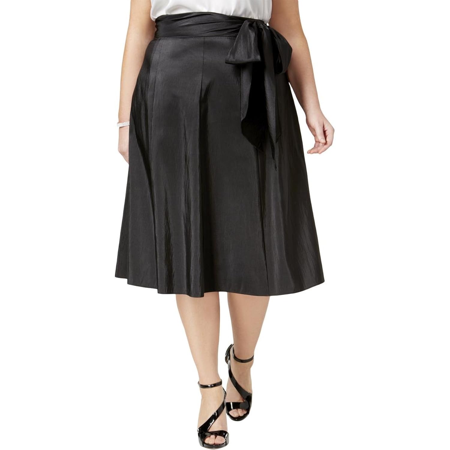 msk 女式 plus 塔夫绸内衬 a 字裙黑色2 x