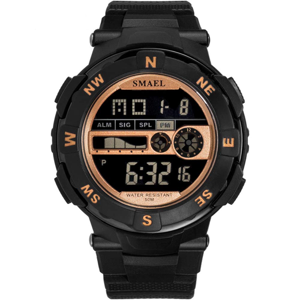 smael 男式数字手表,lcd 运动手表防水腕表男式多功能电子石英手表