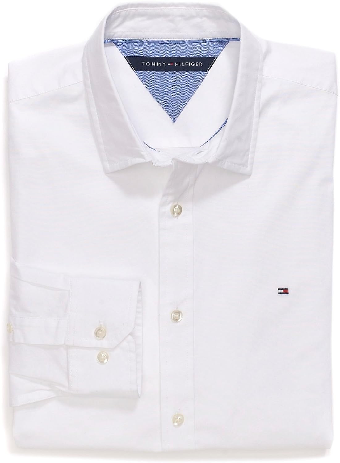 tommy hilfiger 男式弹力纽扣衬衫 白色 medium