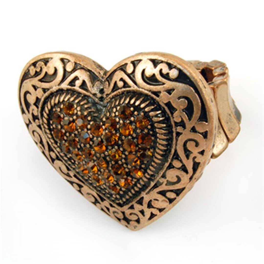 big heart 弹力环 z39 琥珀色水晶大铜色