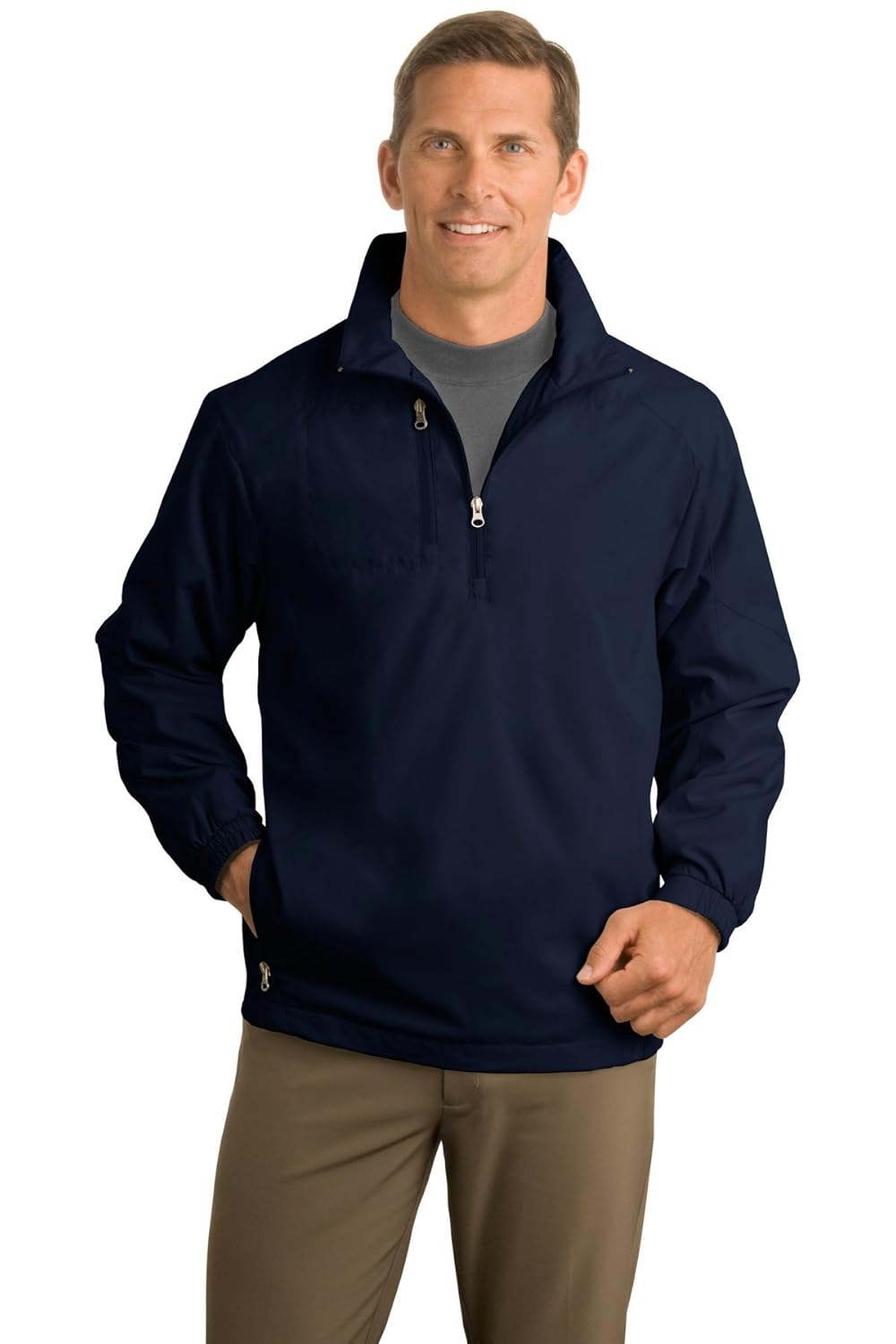 port authority 1/2-zip wind jacket, navy, x-small