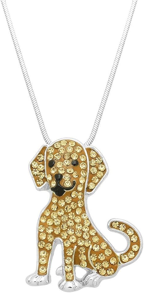 lola bella 礼品 水晶拉布拉多猎犬金毛猎犬 小狗 吊坠项链 带礼品盒