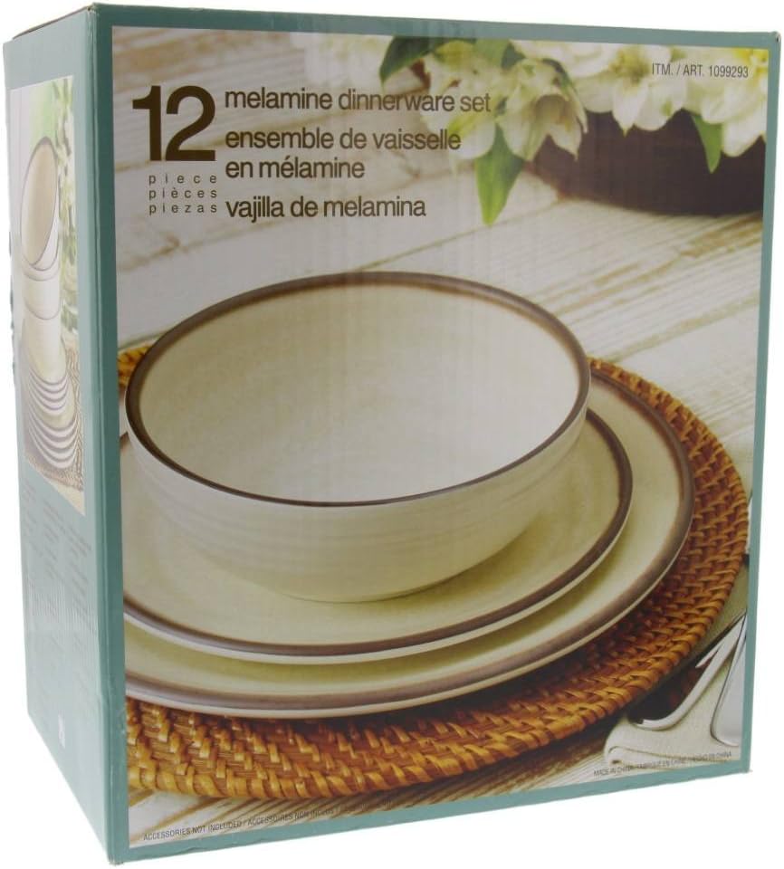 melamine 餐具 12 件套 - 奶油色