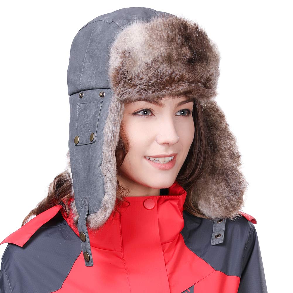 siggi 男式人造毛皮剪猎帽带耳罩俄罗斯犹太马犬 99711_grey medium