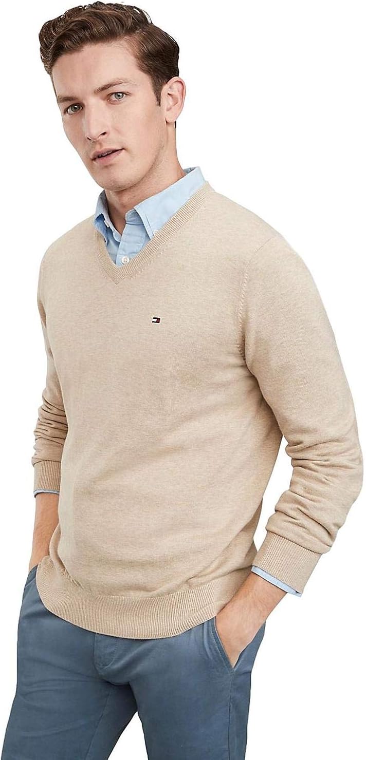 tommy hilfiger 汤米·希尔费格男式棉 v 领毛衣 棕褐色 xx-large