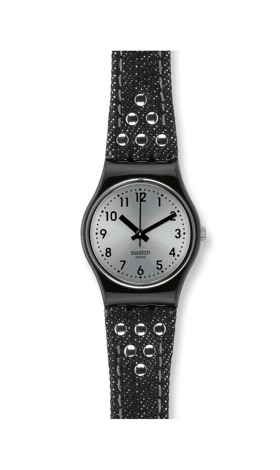 swatch 女式 lb171摇滚铆钉黑色 / 银色纺织品手表