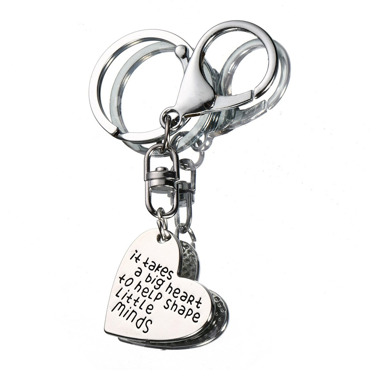 "it takes a big heart to help shape little minds"心形吊坠钥匙链