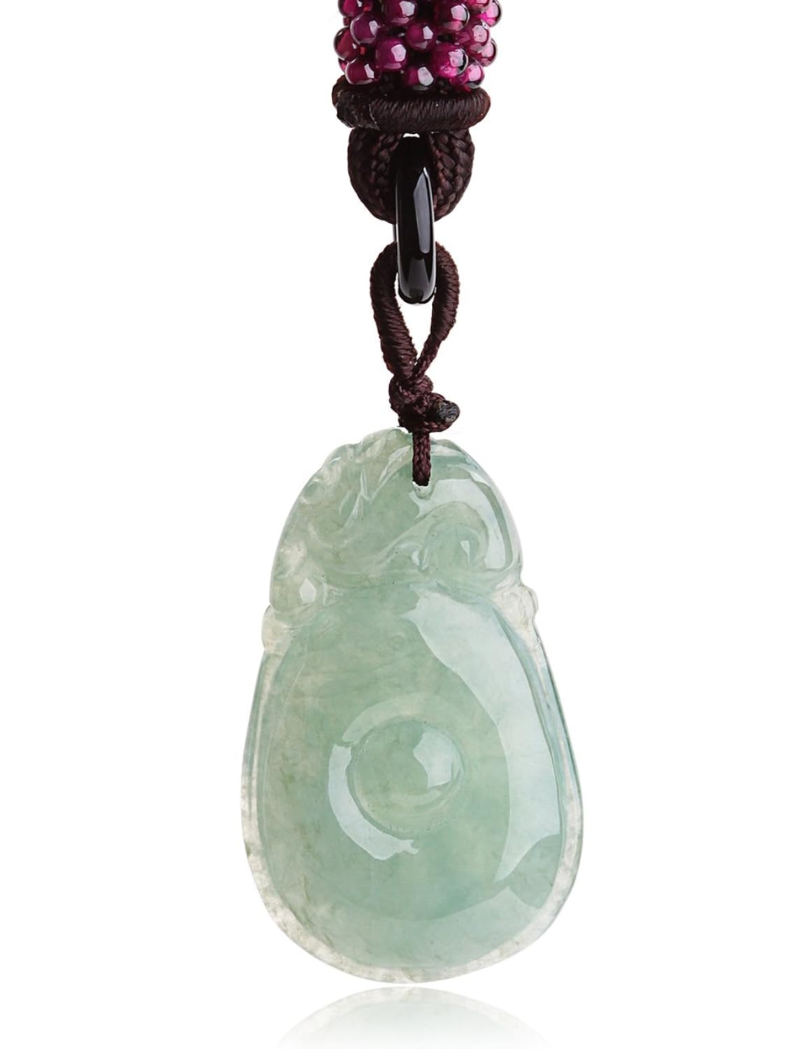 睿祥 翡翠a货 纯天然缅甸油青种翡翠挂件-福禄fd55 附质检证书