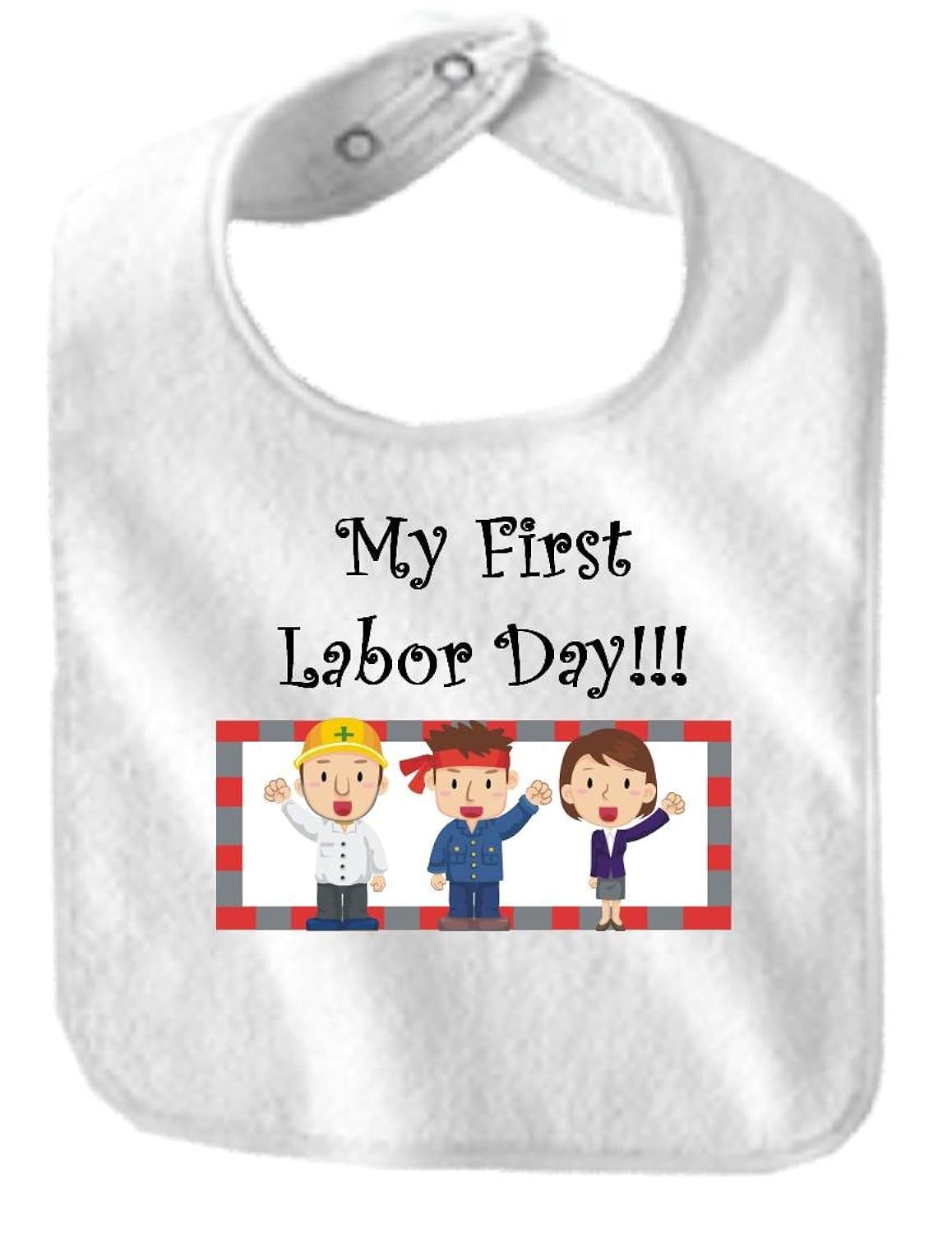 my first labor day - bigboymusic baby designs - bibs - white bib