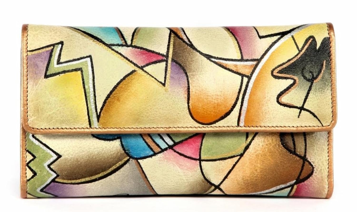 magnifique 几何图形皮革手绘钱包