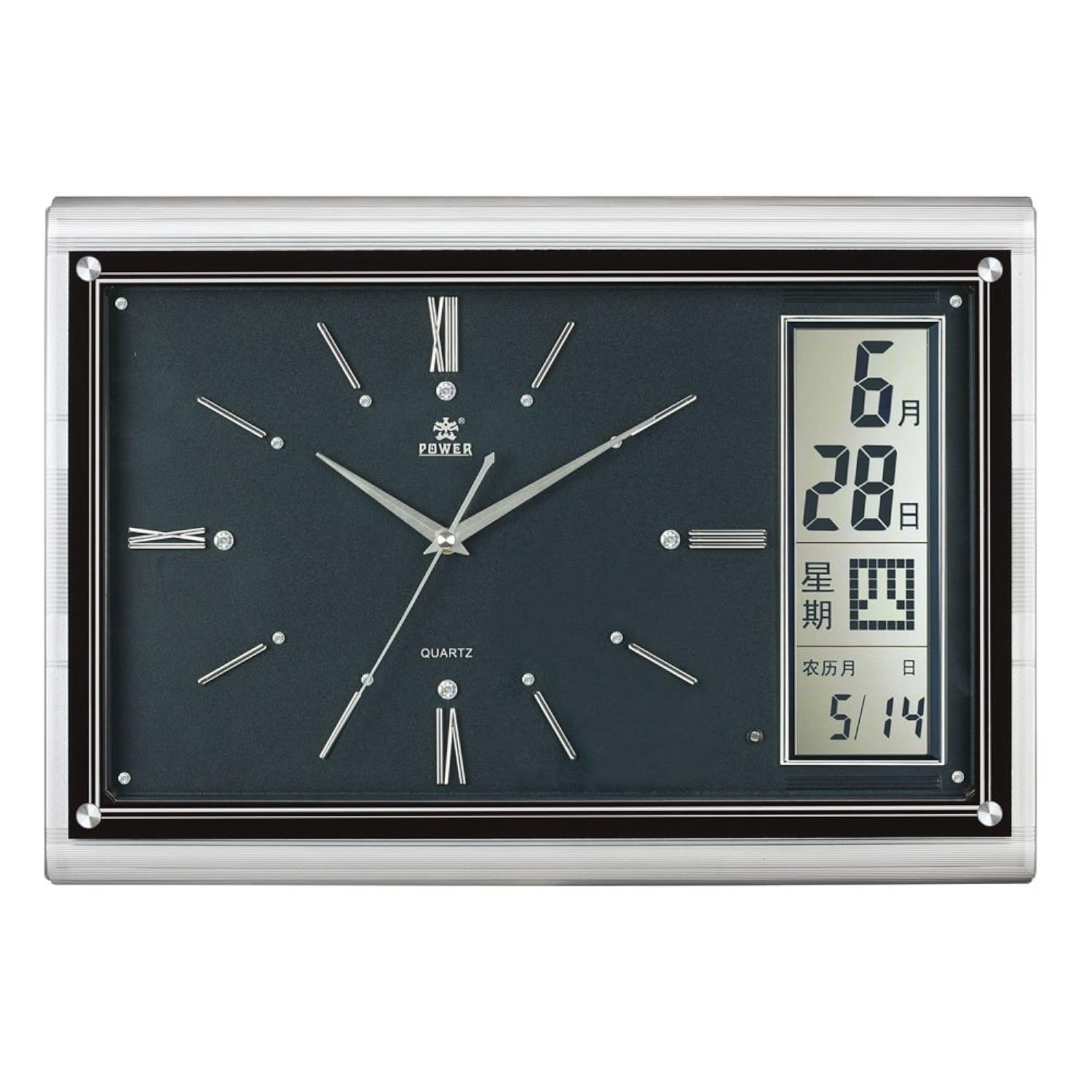 power 霸王 水晶钻豪华挂钟 lcd水晶罗马刻度 pw0561glmks