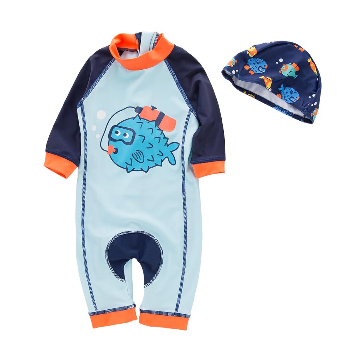 可能儿童男童卡通 onepiece 防晒泳装游泳泳衣2件套