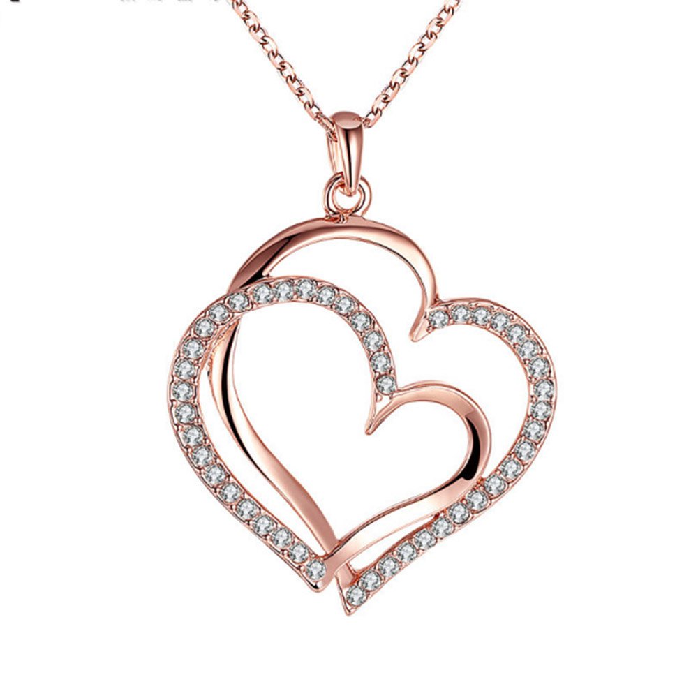 双人爱心吊坠项链 44.45 cm 镀玫瑰金情侣礼品