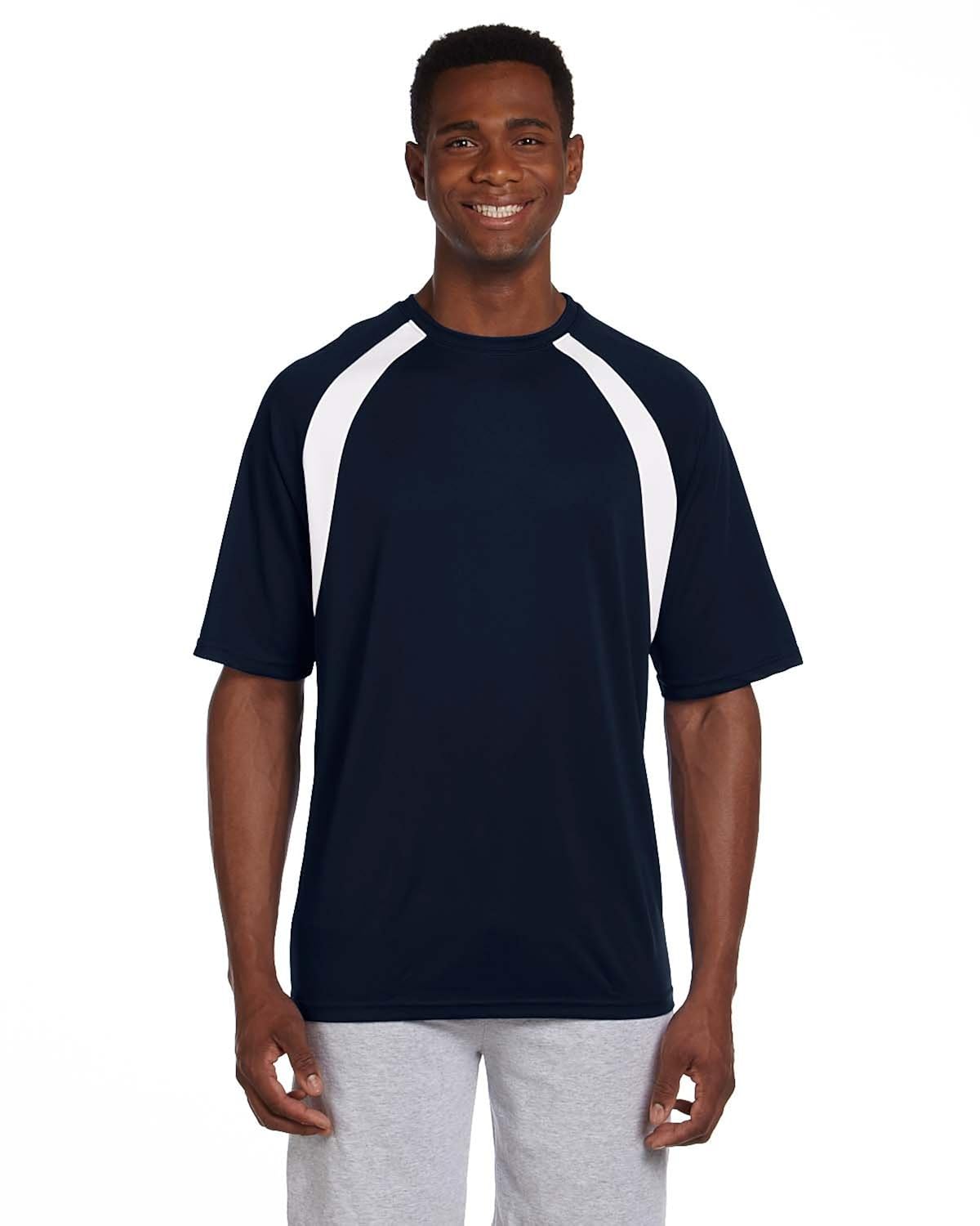 athletic sport colorblock t-shirt, large, navy/white