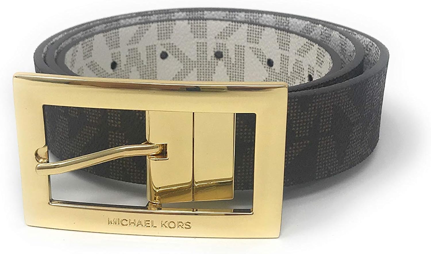 michael kors 迈克高仕 女式矩形皮带扣 双面棕色 to vanilla 标志