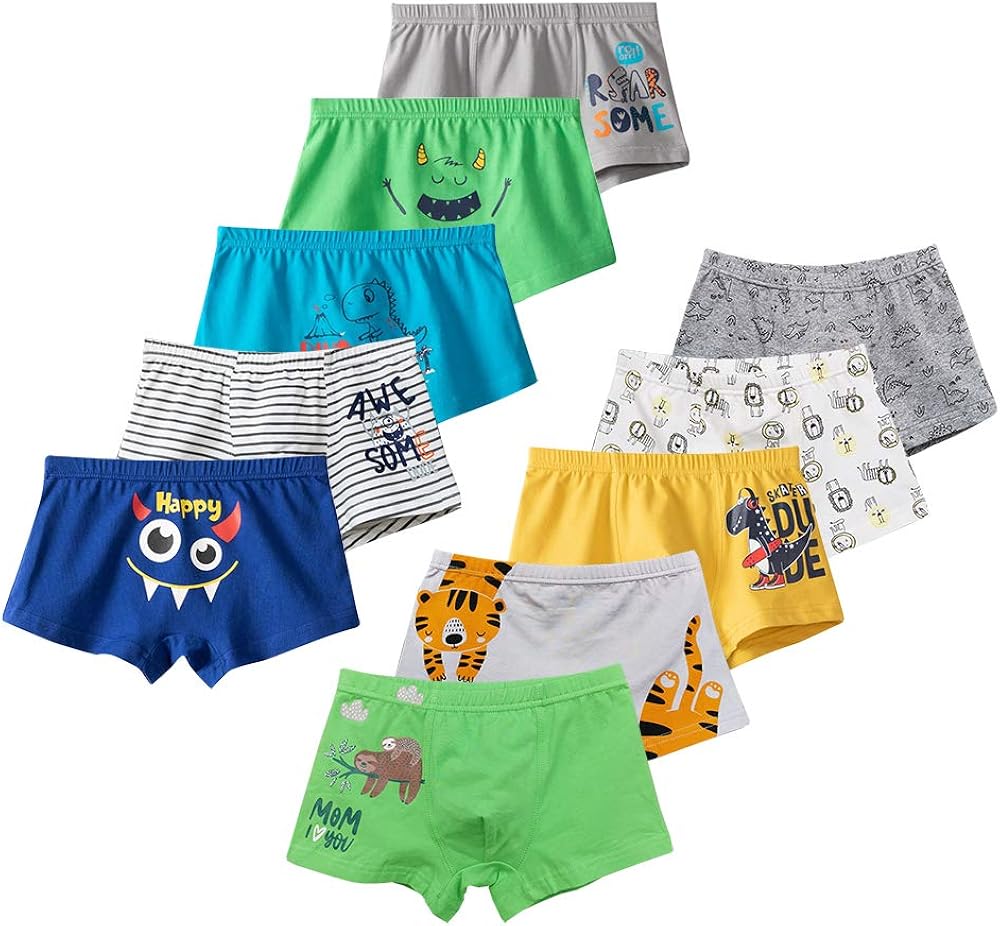 chung 幼童小男孩恐龙平角内裤动物可爱熊软棉内衣 5 条装