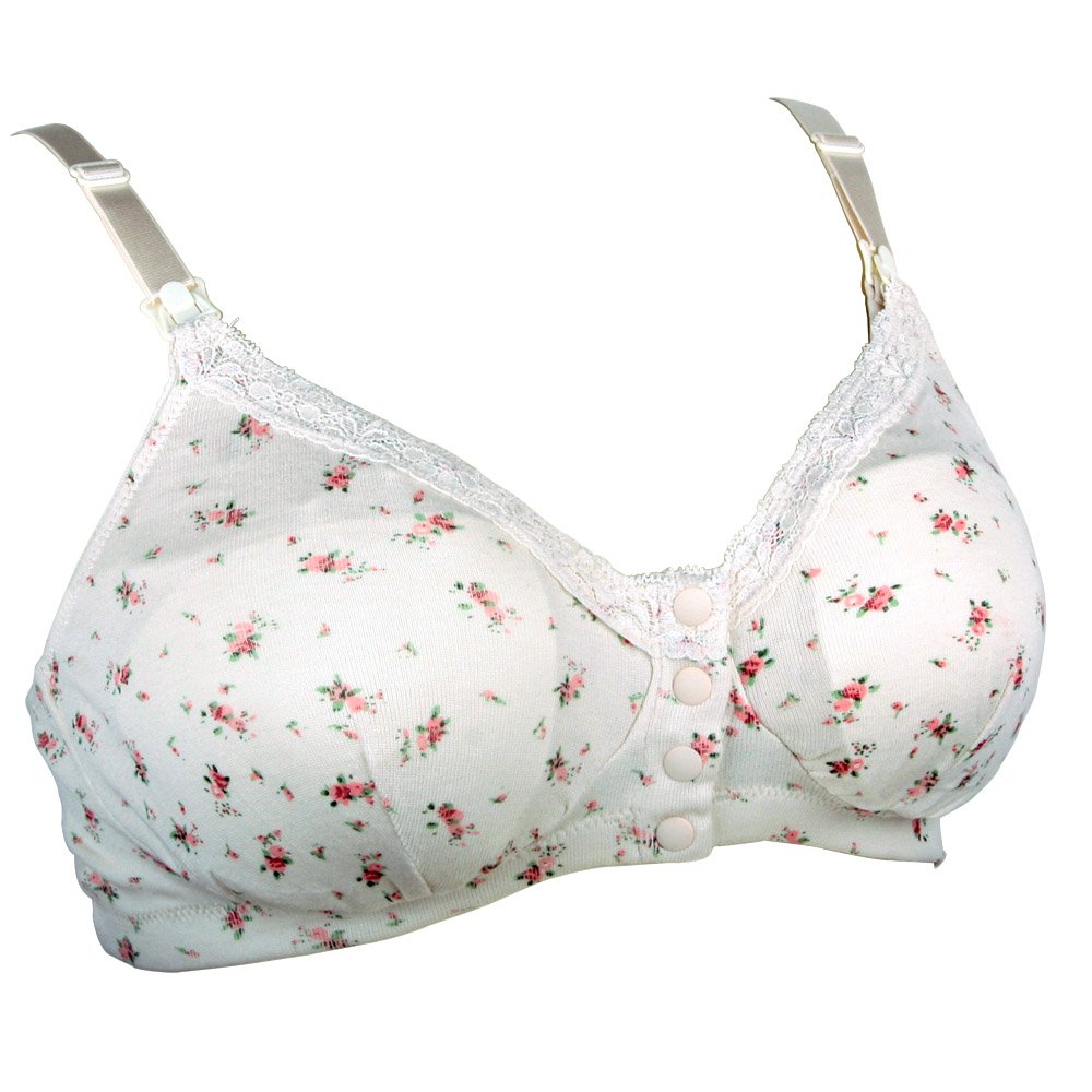 玫瑰太太前开扣孕产妇文胸 白色小花 m