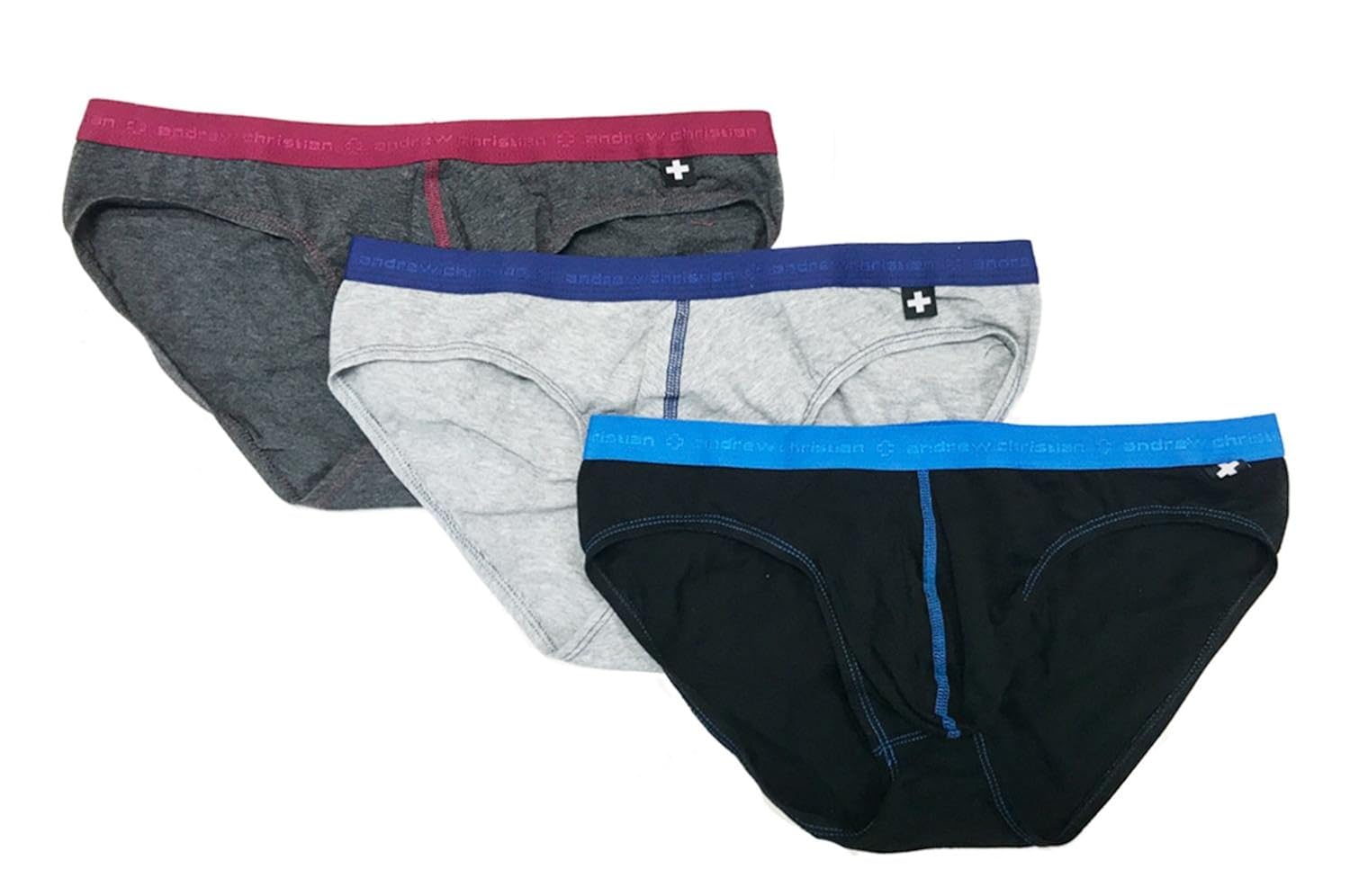 andrew christian 男式男孩内裤3件装 b/heather/c large