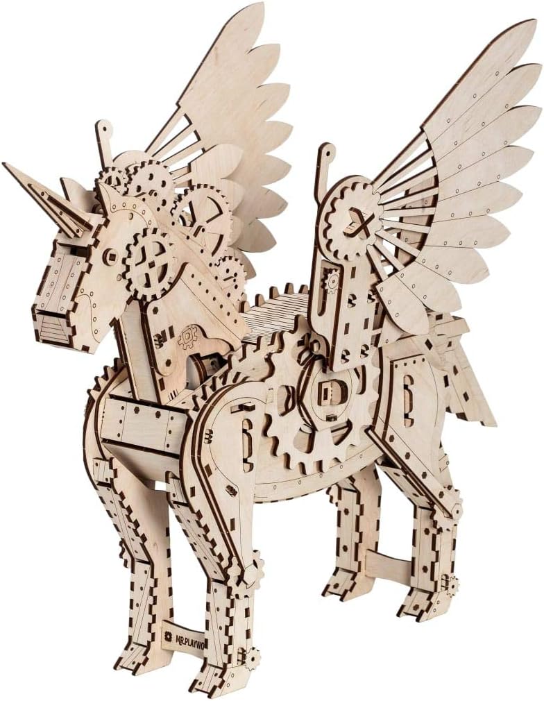 wise elk 机械木制模型套件 ages 14 and up 独角兽 universal 天然木