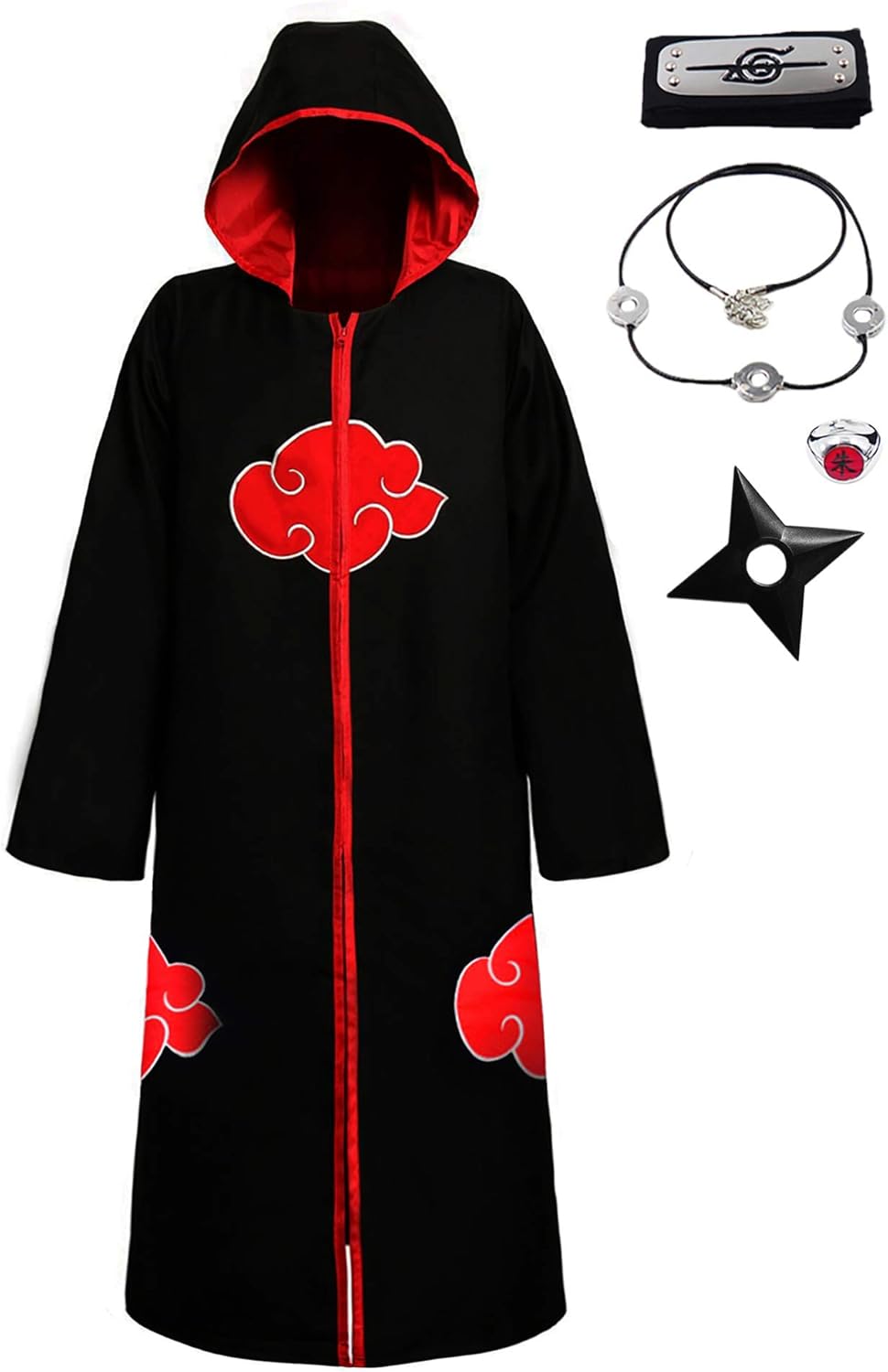 kukiee 中性款忍者长袍 akatsuki 斗篷万圣节角色扮演服装制服