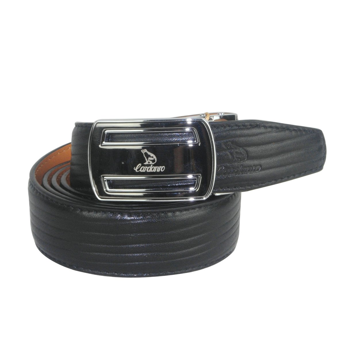 cardanro 卡丹路 正品 水波纹单面头层牛皮 男式板扣皮带 皮腰带 黑色