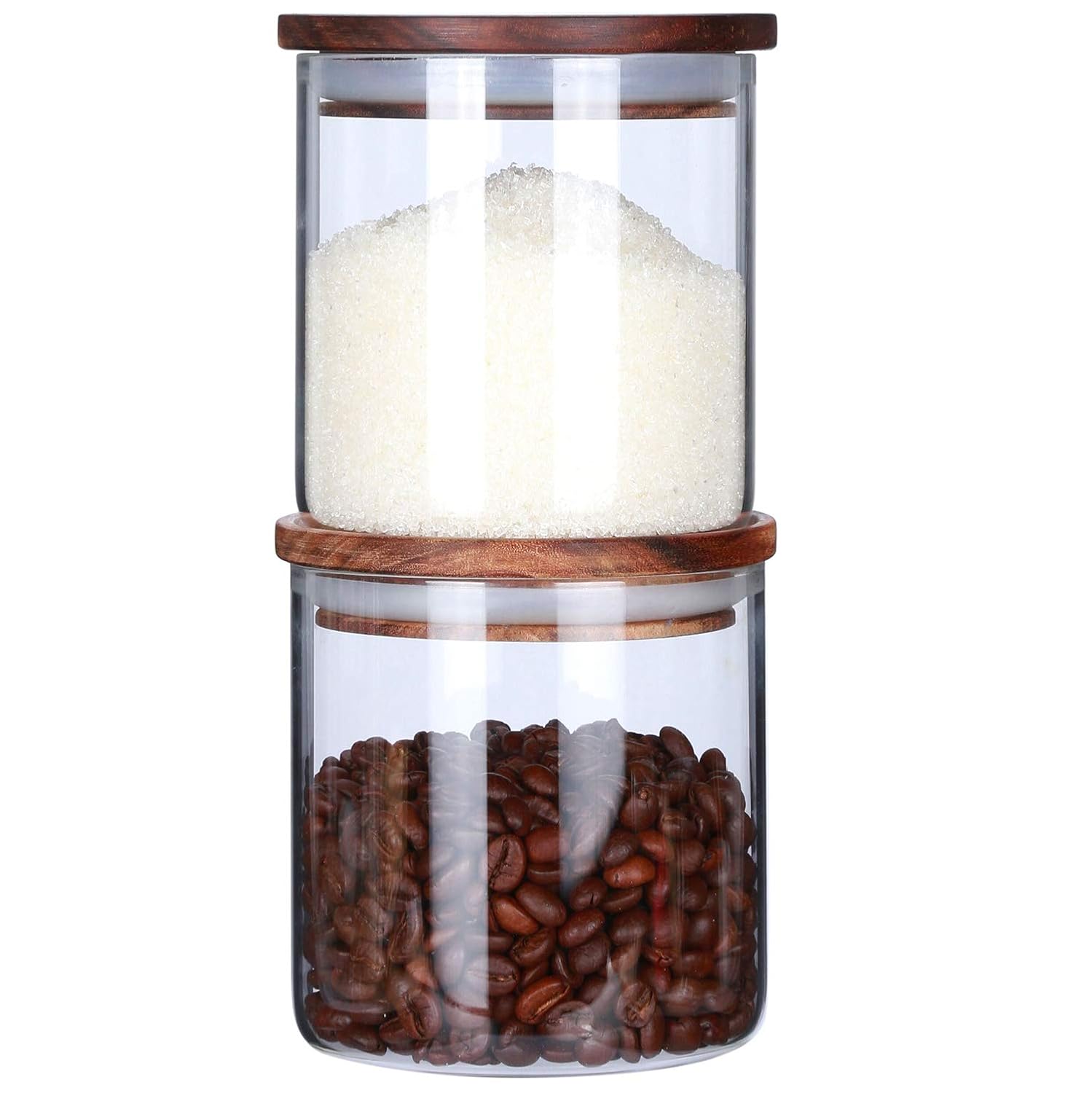 透明玻璃罐罐装食品储存盒套装,带密封木盖,厨房罐