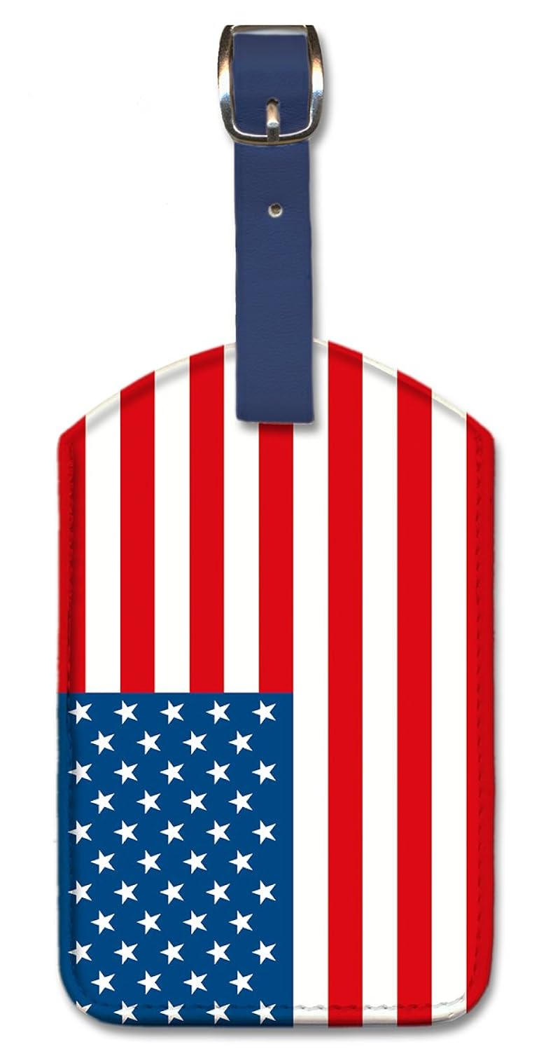 leatherette luggage tag baggage label - usa flag by pacifica