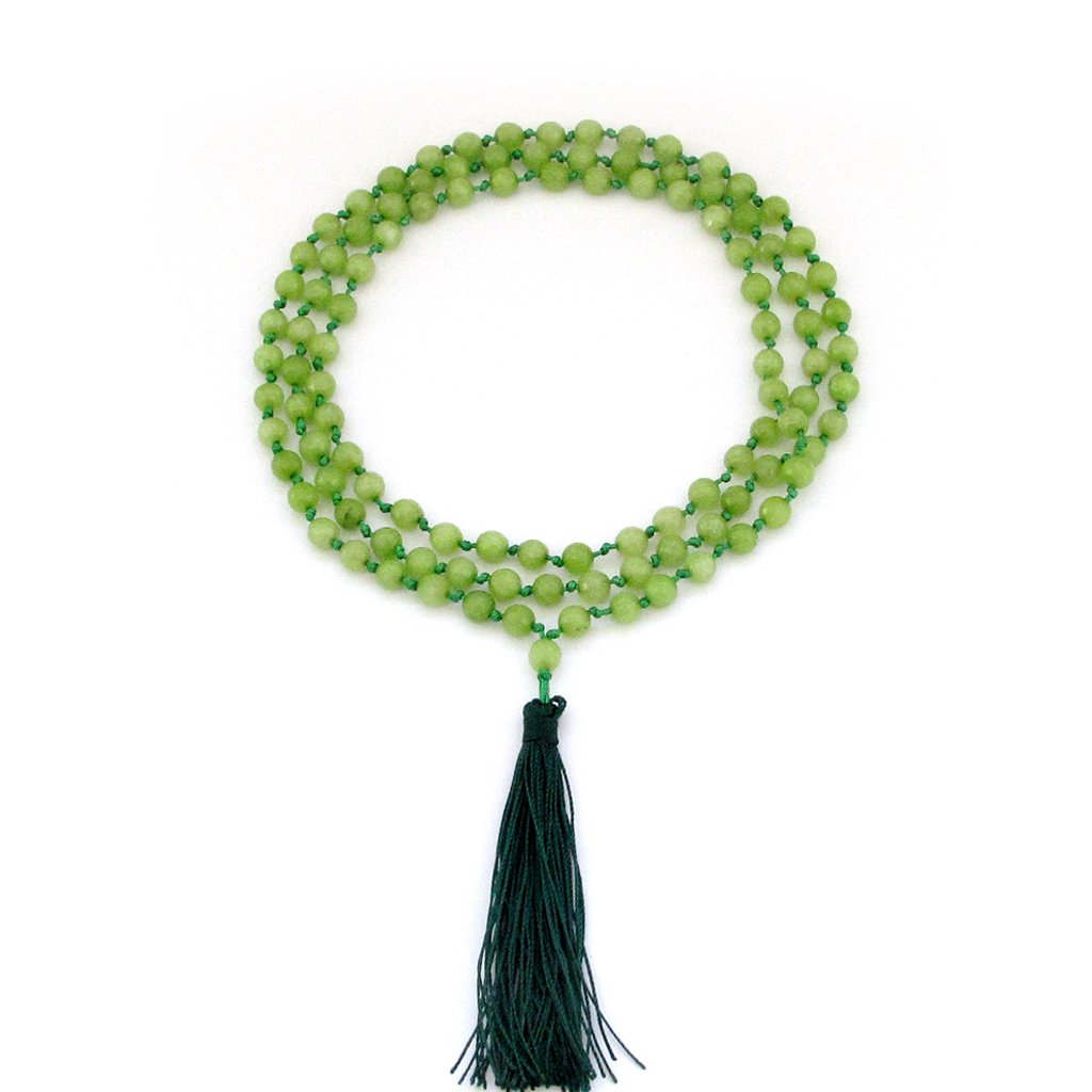 ovalbuy 手结绿宝石 6mm 108 珠 佛教祈祷 日本 mala for meditation