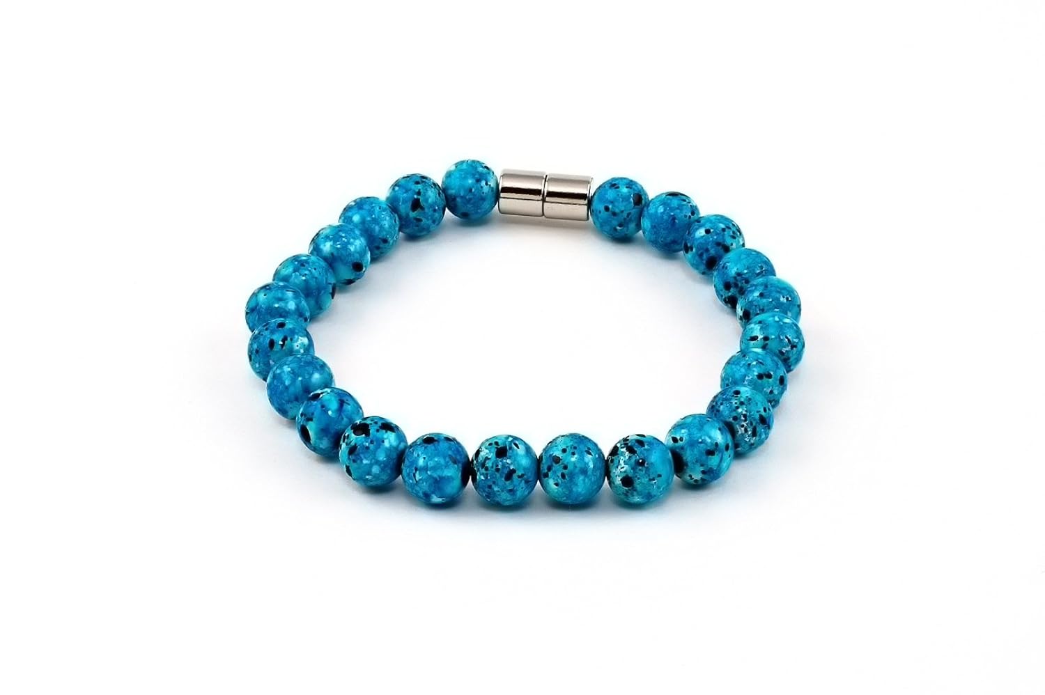 绿松石彩色胆石磁性串珠手链, lg to xl- 50.8 cm 长–防*