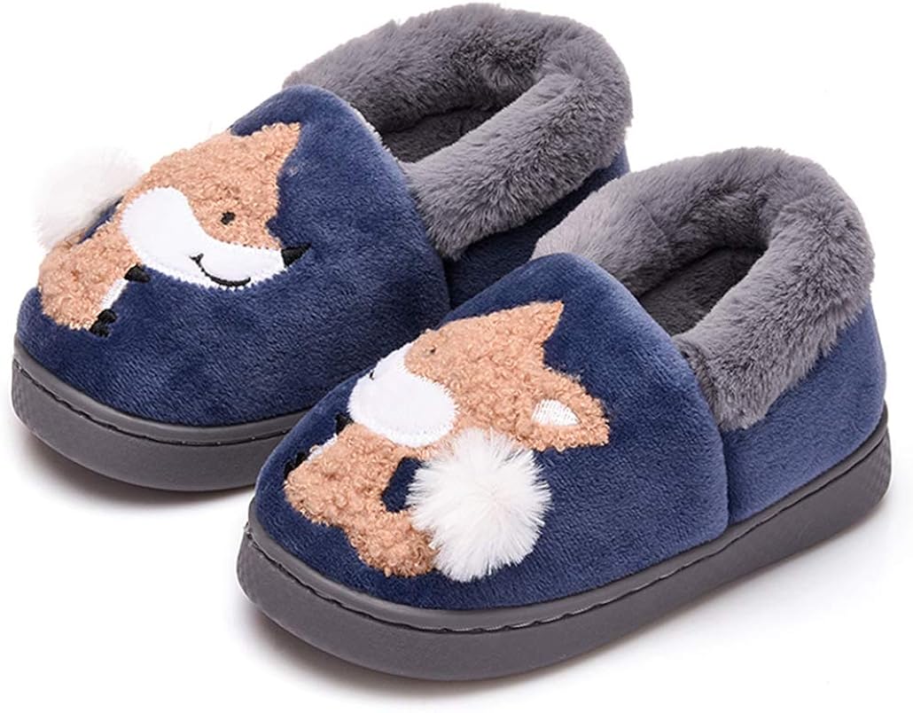 besonety 女童毛绒保暖拖鞋儿童幼儿屋家居拖鞋 *蓝狐狸 5