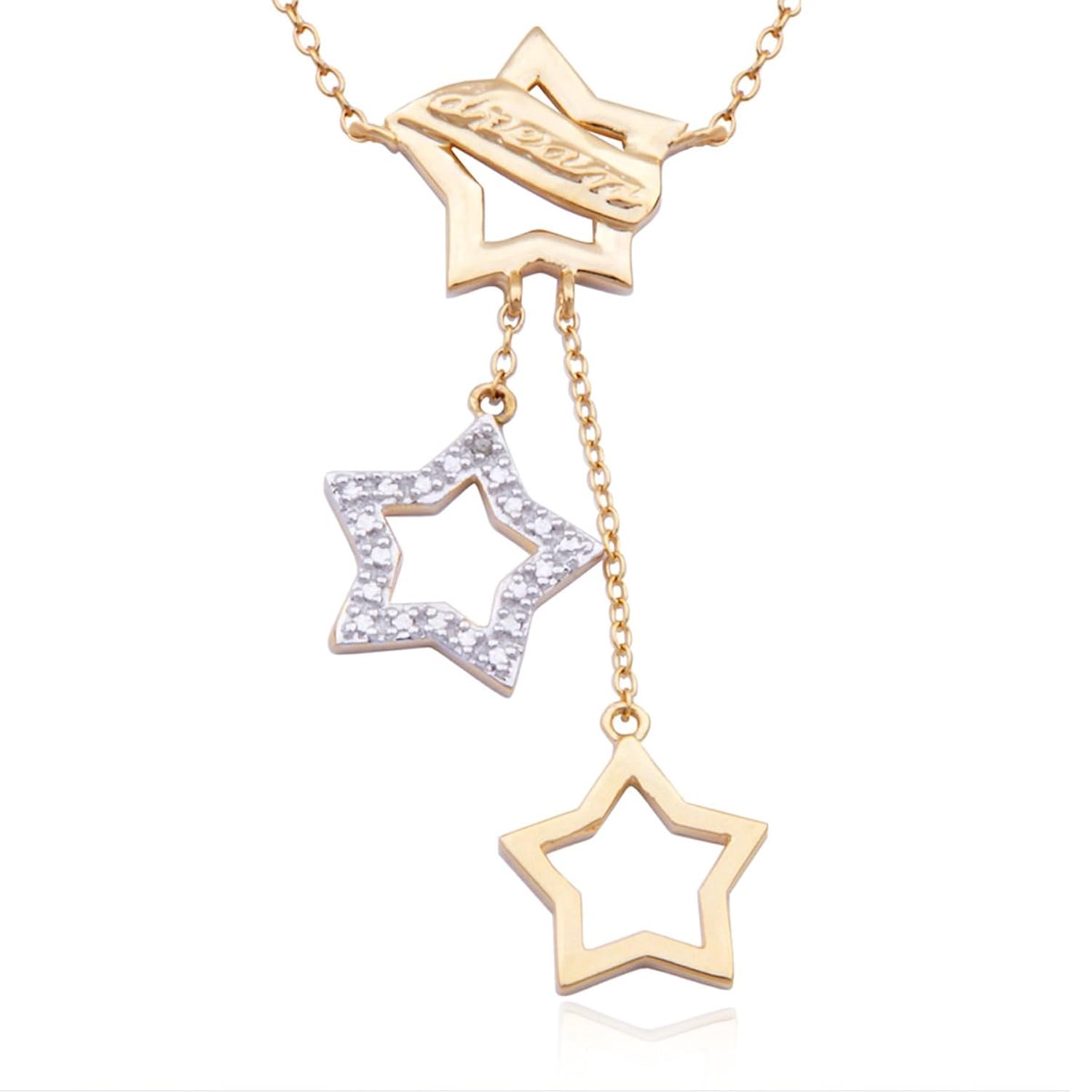18 k 镀金纯银钻石 accent stars " 梦想 " 水滴项链,45.7 cm