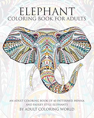coloring book of 40 patterned, henna and paisley style elephant