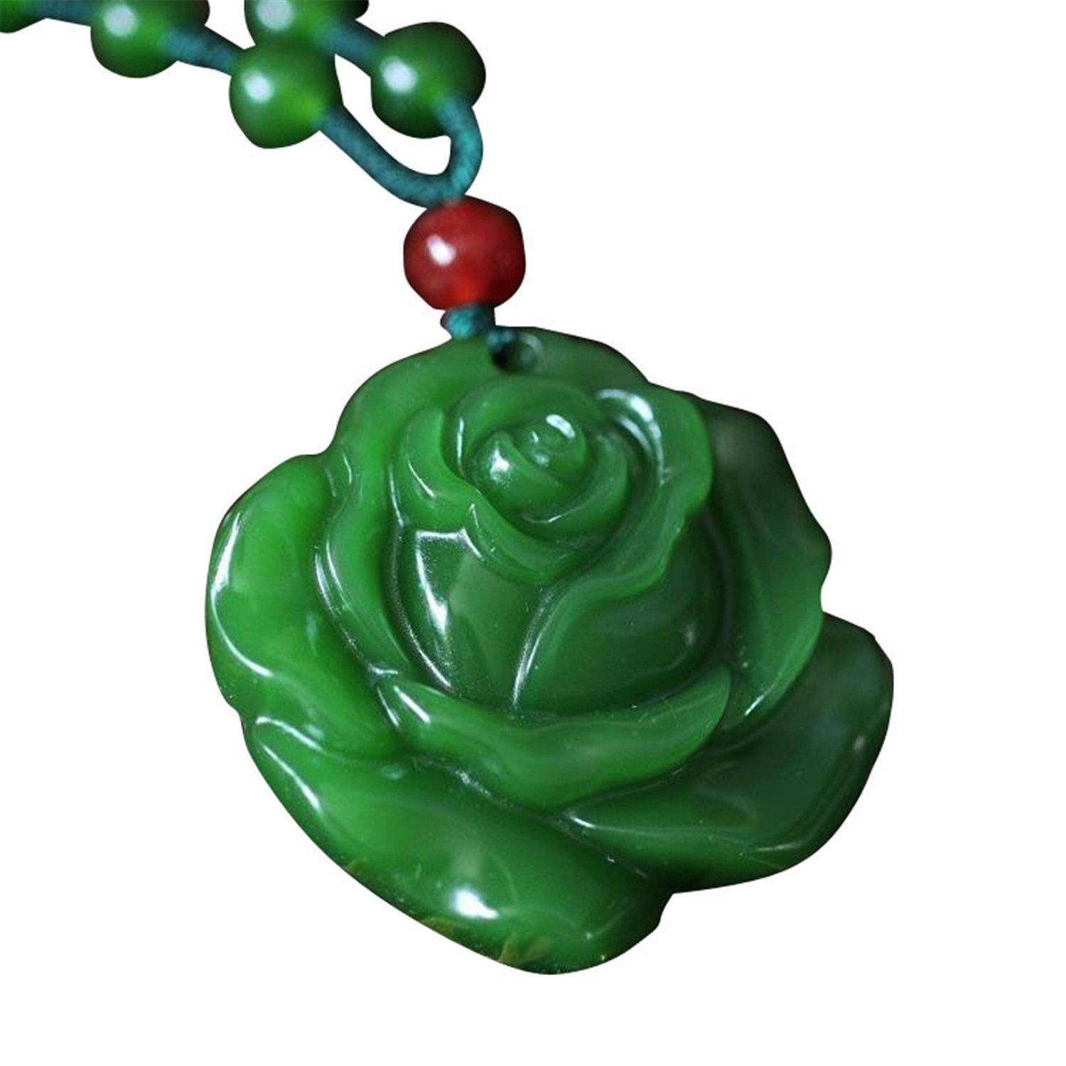 绿玉宝石玫瑰花珠链吊坠项链