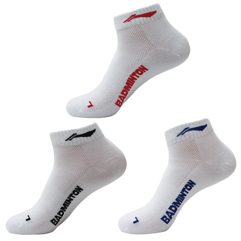 li ning 李宁正品 袜子 运动男袜 白色休闲棉袜三双装 均码-awsf201