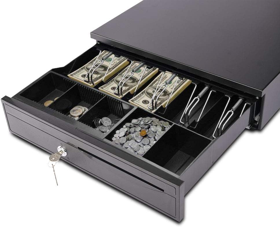 apelila pos 收银机抽屉带可拆卸硬币托盘钥匙锁装置 适用于超市,商店