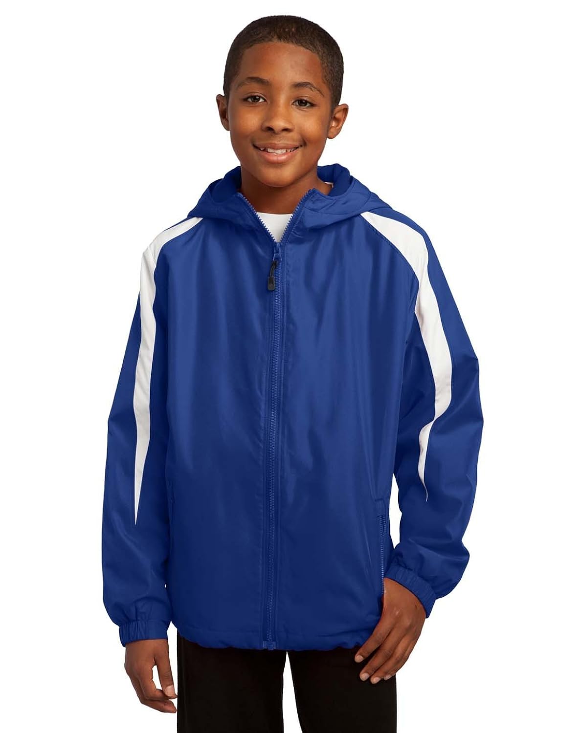 sport-tek boys fleece-lined colorblock jacket (yst81) -true