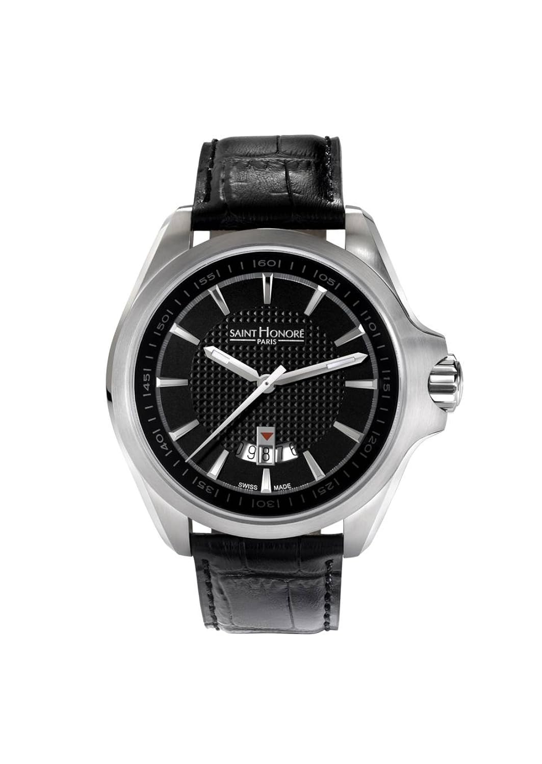 saint honore 男式861065 1 nfin coloseo 黑色表盘皮革手表