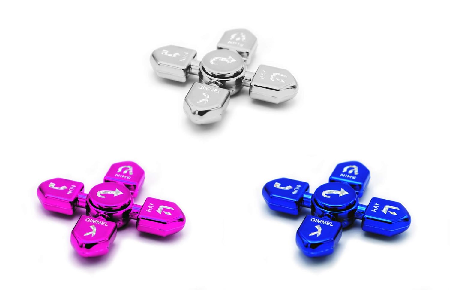 hanukkah dreidel spinner 多件装! 银色,蓝色,粉色万能节玩具!