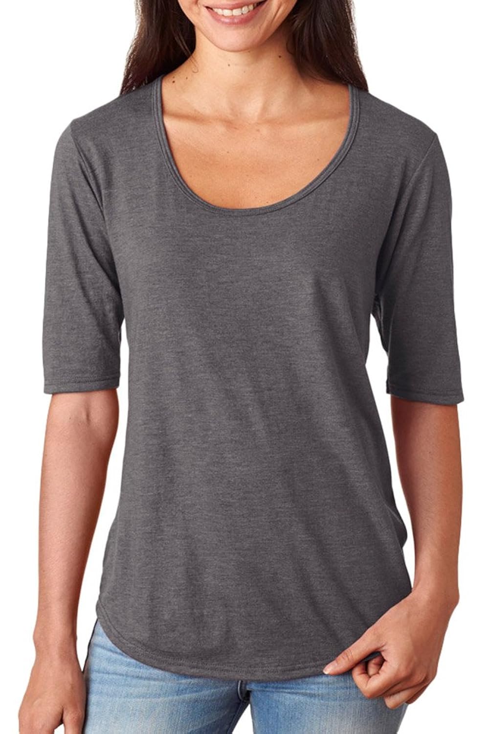 anvil ladies tri-blend deep scoop 1/2-sleeve