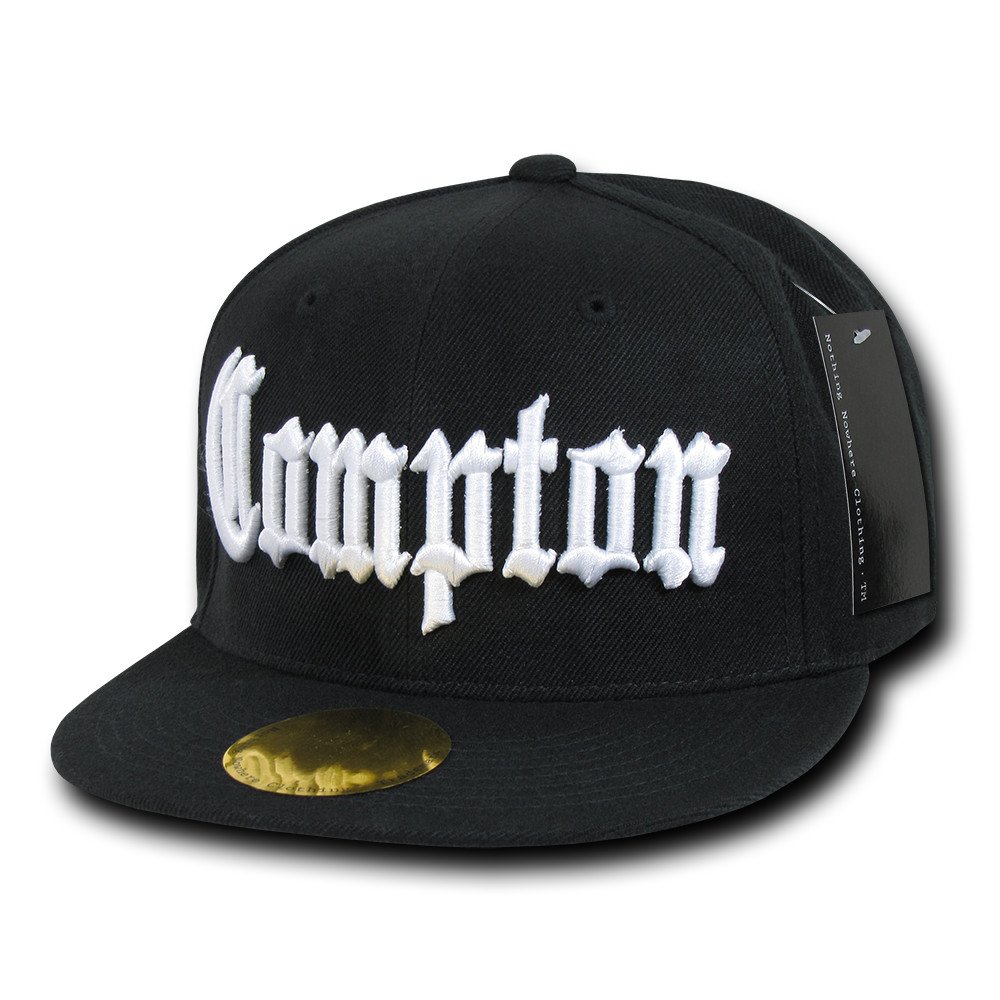 城市名称 旧英式刺绣平帽檐棒球帽 black/compton one size